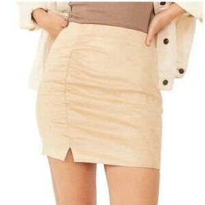 FREE PEOPLE beige faux-suede mini skirt, Sz 0.